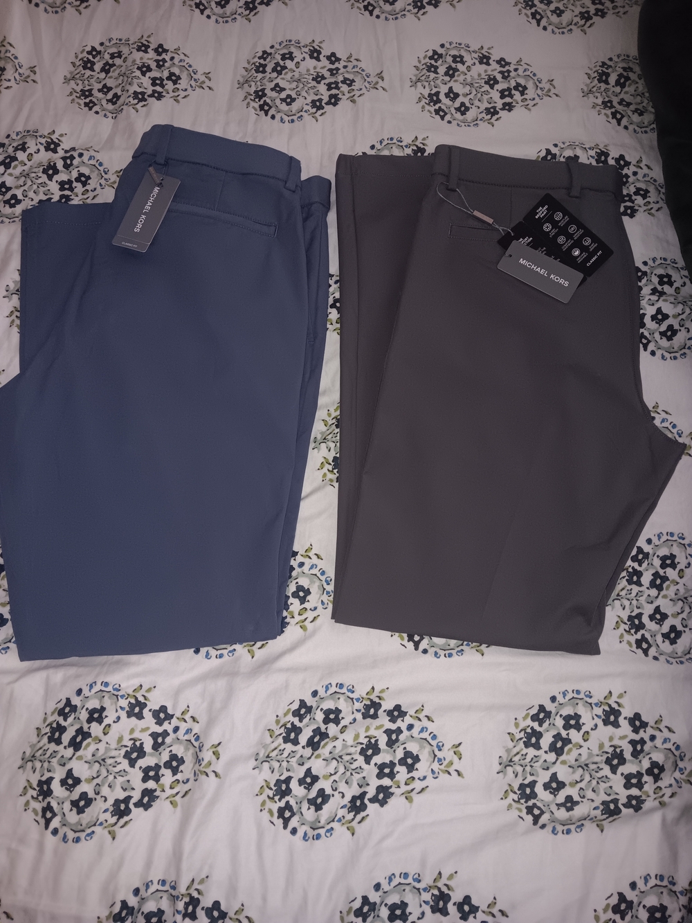 Michael Kors Men’s Slate Blue and Charcoal Dress Pants - Pair